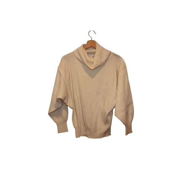 Susann M Lambswool Angorra Cream Ribbed Cowl Neck Sweater Womens S - Picture 1 of 7